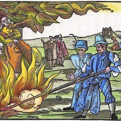 Hexenverbrennung in Derenburg am Harz. Flugblatt, 1555 in Nürnberg bei Jörg Merckel gedruckt (gemeinfrei)